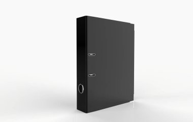 Boş yüzük klasörü dizayn modeli. Kendi kendine ciltleyen bir yığın a4 kâğıdıyla modellenir. Ofis malzemeleri karton klasörü markalaştırma sunumu. Masa manivelası dosya kapağı. 3d illüstrasyon 