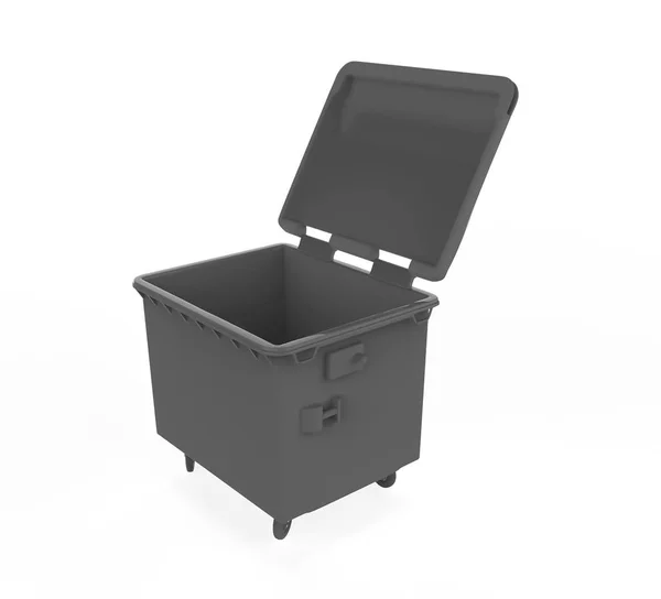 Close Plastic Garbage Container White Background Illustration — 스톡 사진