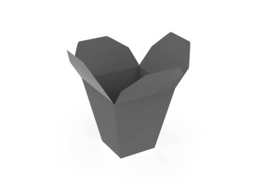 Gıda kutusu, beyaz arka planda izole edilmiş tasarım için hazırlanmış boş paket maketi ile taklit edilir. 3d illüstrasyon