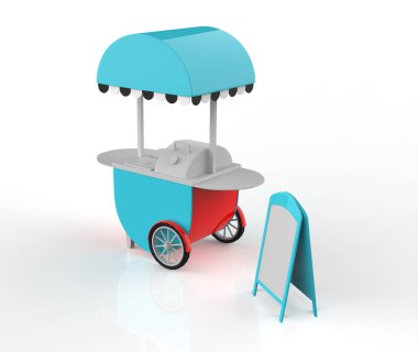 Beyaz arka planda Tramvay Arabası. 3d Hazırlama