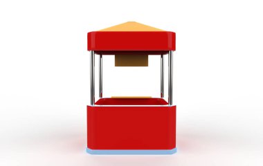 Beyaz arka planda Tramvay Arabası. 3d Hazırlama