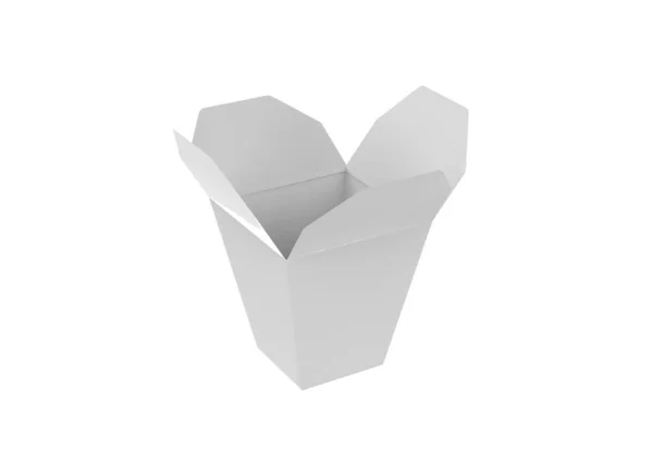 Krabice Jídlem Modelovat Prázdným Balení Maketa Pro Design Izolované Bílém — Stock fotografie