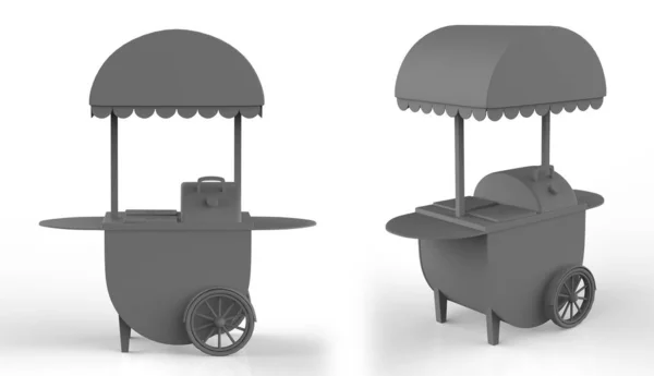 Food Trolley Cart Een Witte Achtergrond Rendering — Stockfoto