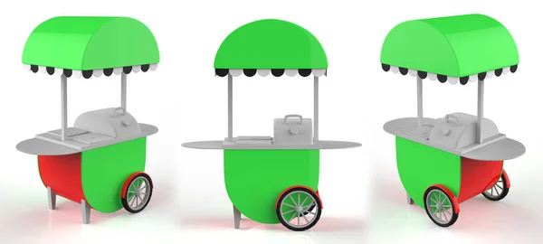 Food Trolley Cart Een Witte Achtergrond Rendering — Stockfoto