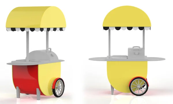 Food Trolley Cart Een Witte Achtergrond Rendering — Stockfoto