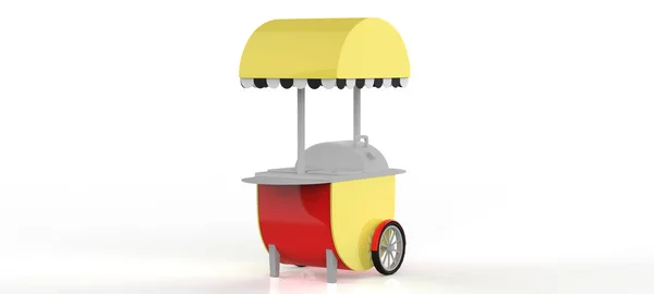 Food Trolley Cart Een Witte Achtergrond Rendering — Stockfoto