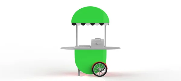 Food Trolley Cart Een Witte Achtergrond Rendering — Stockfoto