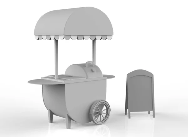 Carrello Cibo Carrello Fondo Bianco Rendering — Foto Stock