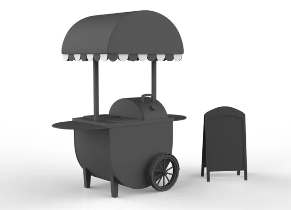 Food Trolley Cart Een Witte Achtergrond Rendering — Stockfoto