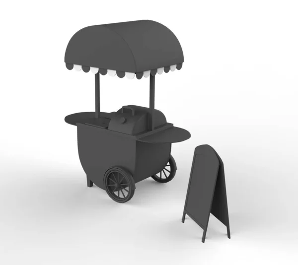 Food Trolley Cart Een Witte Achtergrond Rendering — Stockfoto