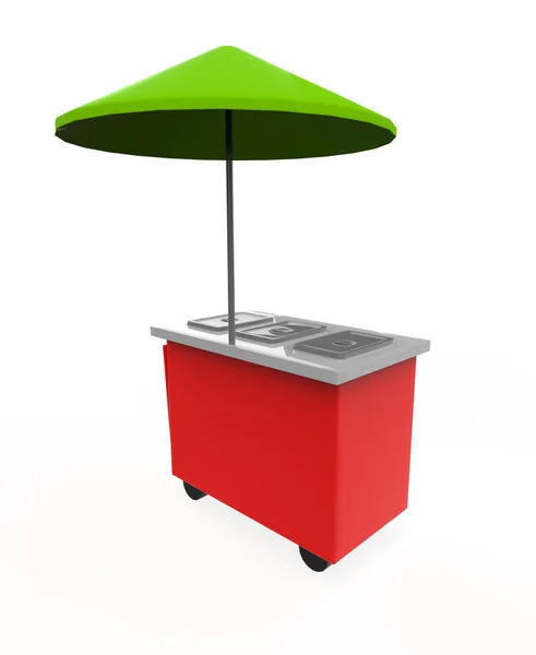 Food Trolley Cart Een Witte Achtergrond Rendering — Stockfoto