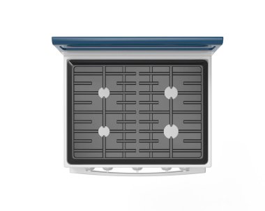 Paslanmaz Çelik 4-Burners Gas Cooking Range. 3d illüstrasyon 