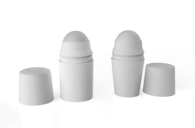  Beyaz arka planda rulo deodorantlar. 3d illüstrasyon
