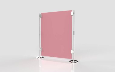 Boş pankartı aç ve vitrin radyosunu aç. 3d illüstrasyon