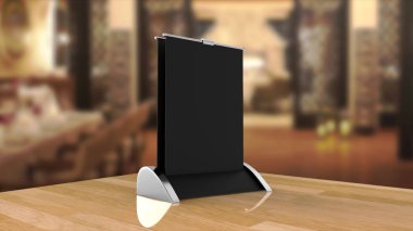 A4 A3 Pvc Pp kağıt masa üstü set stand Mini Rulo Afiş,Pull Up Banner Stand, Masa Afiş Standı,Banner Standları Ürün. 3d render illüstrasyon