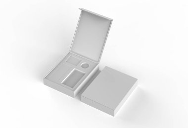 İzole edilmiş arkaplanda boş paket kutuları. 3d illüstrasyon