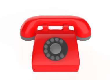 Beyaz arka planda sabit bir telefon. 3d illüstrasyon