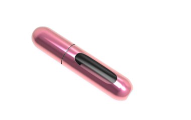 Parfüm atomları koku için gerçekçi sprey kılıfları çizer. Beyaz arka planda izole edilmiş açık ambalaj. 3d illüstrasyon