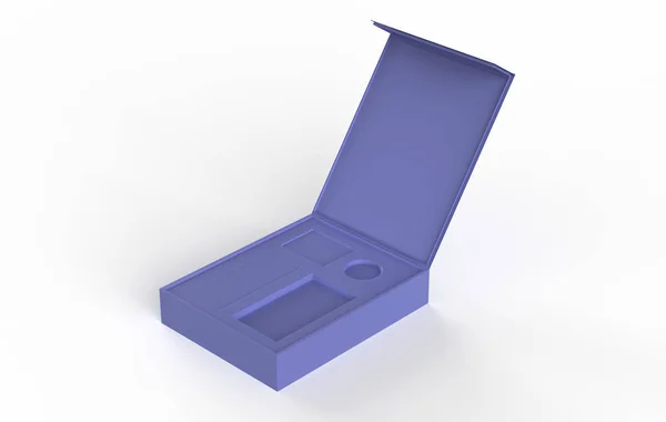 隔离背景下的空白包装盒 3D说明 — 图库照片