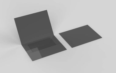 Açıldı ve kapatıldı Kağıt Zarfı Model yap. 3d illüstrasyon
