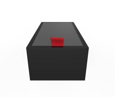 Beyaz arka planda gerçekçi paket sürgülü karton kutu. Küçük eşyalar, kibritler ve diğer şeyler için. 3d illüstrasyon.