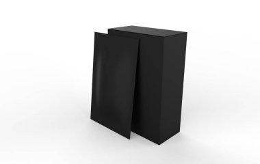 Beyaz arka planda Matte Sachet Mock ile Kraft Kağıt Kutusu. 3d illüstrasyon 