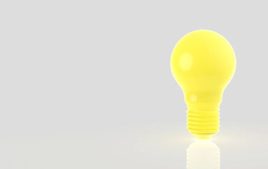 Gri arka planda gölgeli boş bir ampul. 3d illüstrasyon 