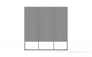 Gerçekçi 3D render ışık kutusu. Beyaz arkaplanda beyaz arkaplan üzerinde durulacak reklam şablonu.