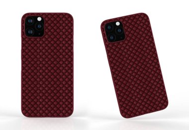İzole edilmiş beyaz arka planda iPhone 11 veya iphone max pro Phone davası. Montaj ya da tasarımın için mobil kapak. 3d illüstrasyon