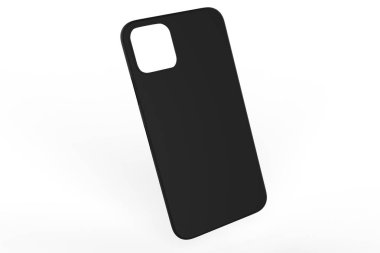 İzole edilmiş beyaz arka planda iPhone 11 veya iphone max pro Phone davası. Montaj ya da tasarımın için mobil kapak. 3d illüstrasyon