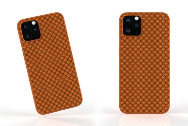 İzole edilmiş beyaz arka planda iPhone 11 veya iphone max pro Phone davası. Montaj ya da tasarımın için mobil kapak. 3d illüstrasyon