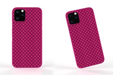 İzole edilmiş beyaz arka planda iPhone 11 veya iphone max pro Phone davası. Montaj ya da tasarımın için mobil kapak. 3d illüstrasyon