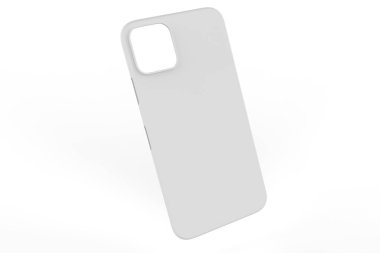 İzole edilmiş beyaz arka planda iPhone 11 veya iphone max pro Phone davası. Montaj ya da tasarımın için mobil kapak. 3d illüstrasyon