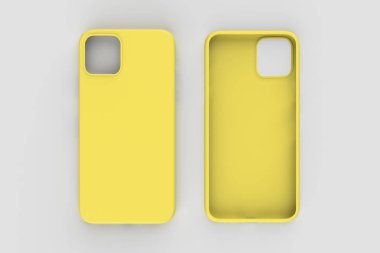 İzole edilmiş beyaz arka planda iPhone 11 veya iphone max pro Phone davası. Montaj ya da tasarımın için mobil kapak. 3d illüstrasyon