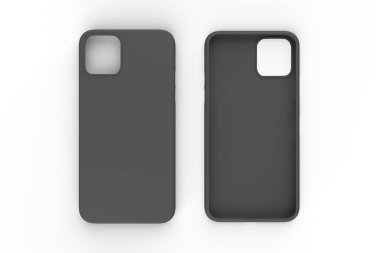 İzole edilmiş beyaz arka planda iPhone 11 veya iphone max pro Phone davası. Montaj ya da tasarımın için mobil kapak. 3d illüstrasyon