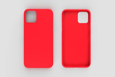 İzole edilmiş beyaz arka planda iPhone 11 veya iphone max pro Phone davası. Montaj ya da tasarımın için mobil kapak. 3d illüstrasyon