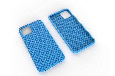 İzole edilmiş beyaz arka planda iPhone 11 veya iphone max pro Phone davası. Montaj ya da tasarımın için mobil kapak. 3d illüstrasyon