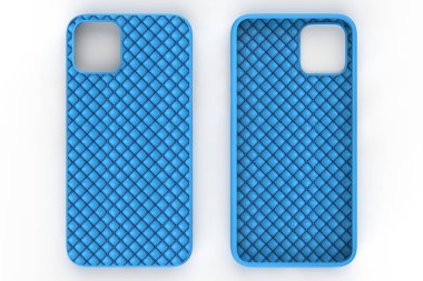 İzole edilmiş beyaz arka planda iPhone 11 veya iphone max pro Phone davası. Montaj ya da tasarımın için mobil kapak. 3d illüstrasyon