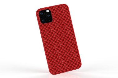 İzole edilmiş beyaz arka planda iPhone 11 veya iphone max pro Phone davası. Montaj ya da tasarımın için mobil kapak. 3d illüstrasyon