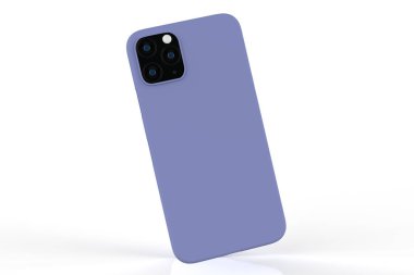 İzole edilmiş beyaz arka planda iPhone 11 veya iphone max pro Phone davası. Montaj ya da tasarımın için mobil kapak. 3d illüstrasyon