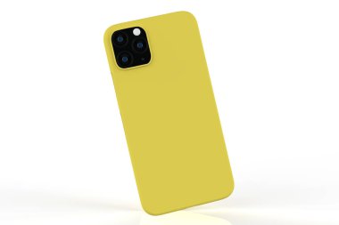 İzole edilmiş beyaz arka planda iPhone 11 veya iphone max pro Phone davası. Montaj ya da tasarımın için mobil kapak. 3d illüstrasyon