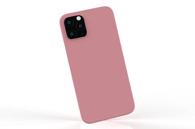 İzole edilmiş beyaz arka planda iPhone 11 veya iphone max pro Phone davası. Montaj ya da tasarımın için mobil kapak. 3d illüstrasyon