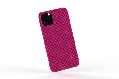 İzole edilmiş beyaz arka planda iPhone 11 veya iphone max pro Phone davası. Montaj ya da tasarımın için mobil kapak. 3d illüstrasyon