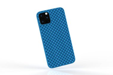 İzole edilmiş beyaz arka planda iPhone 11 veya iphone max pro Phone davası. Montaj ya da tasarımın için mobil kapak. 3d illüstrasyon