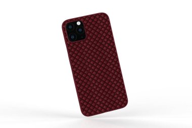 İzole edilmiş beyaz arka planda iPhone 11 veya iphone max pro Phone davası. Montaj ya da tasarımın için mobil kapak. 3d illüstrasyon