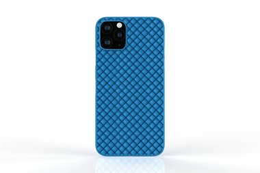 İzole edilmiş beyaz arka planda iPhone 11 veya iphone max pro Phone davası. Montaj ya da tasarımın için mobil kapak. 3d illüstrasyon
