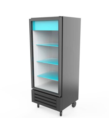 Buzdolabı İçeceği beyaz arka planda cam kapılı - 3D Görüntü