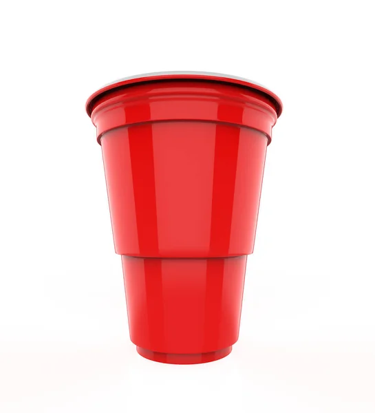 Plastik parti bardakları beyaz arka planda izole edilmiş. 3d illüstrasyon