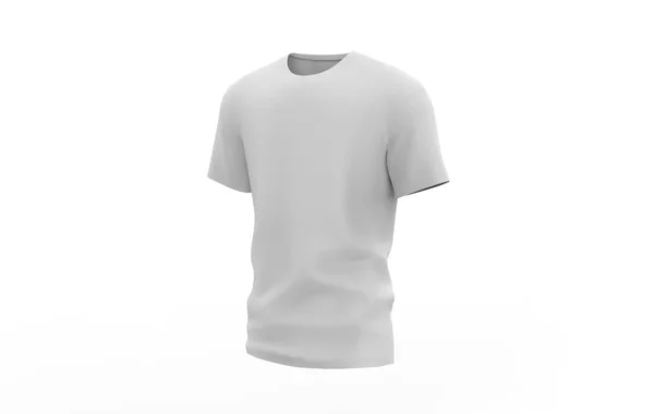 Круглая Воротничковая Рубашка Искушает Изолированная Белой Простой Футболке Высмеивает Презентация — стоковое фото