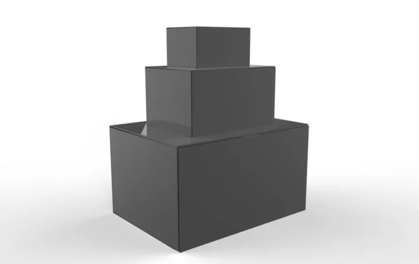 Beyaz Arka Planda Karton Kutu Modeli Illüstrasyon — Stok fotoğraf